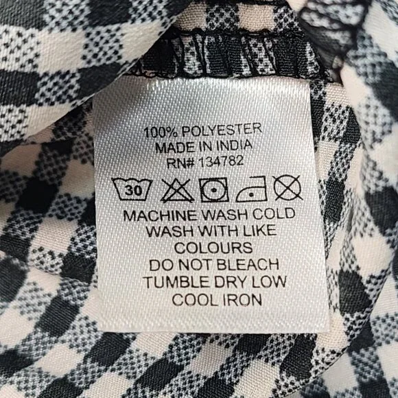 Hint of Blush Womans Small Black White Checkered Dress Size Puff Sleeve Gingham - Picture 10 of 10